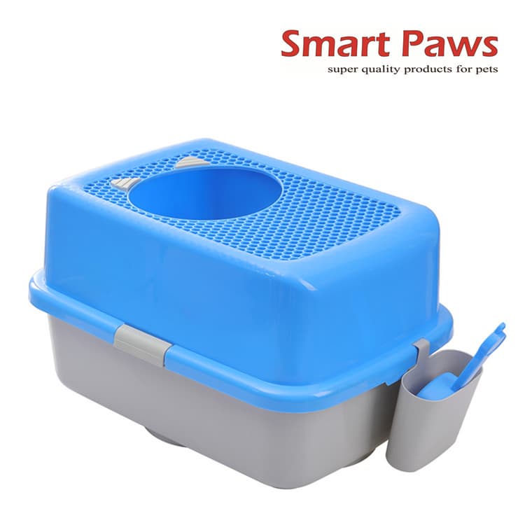 Top entry cat litter box with scoop and holder cat toilet